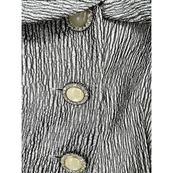 Adrianna Papell Evening Essentials Blazer Women Size 8 Metallic Silver Ruffle - Picture 2 of 5